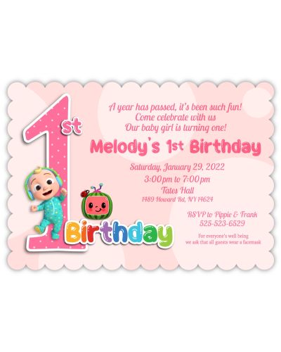 Cocomelon Birthday Party Invitations Personalized