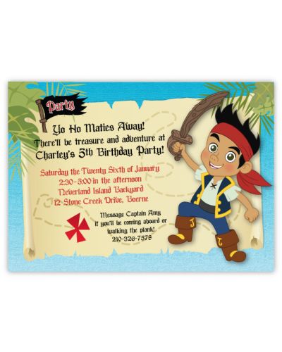 Jake & Neverland Pirate Treasure Map Birthday Invitation, 16 count