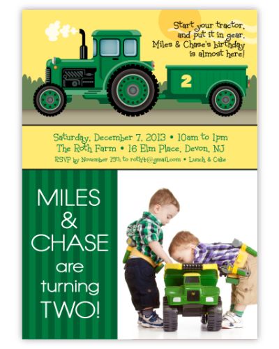 John Deere Tractor Birthday Personalized Photo Invitations