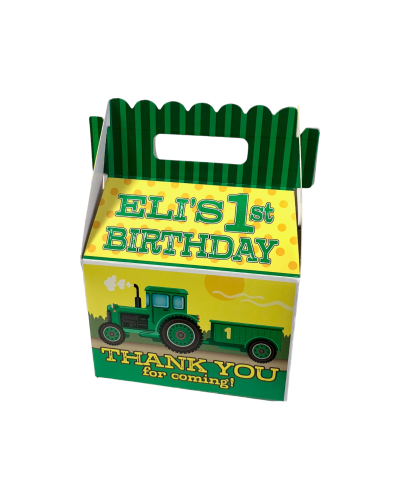 John Deere Green Tractor Party Personalized Gable Favor Box