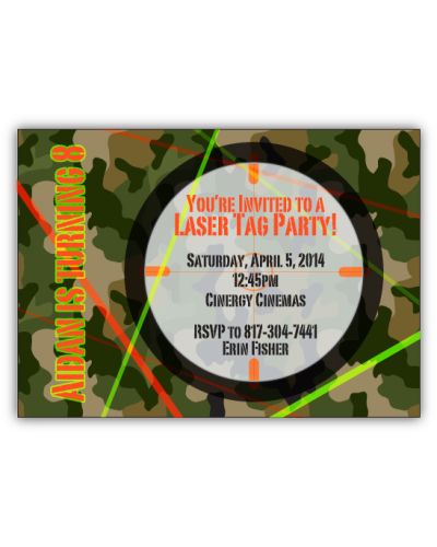 Laser Tag Camo Birthday Party Invitation