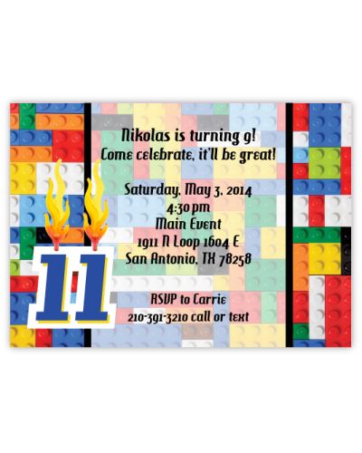 Legos Birthday Party Invitation