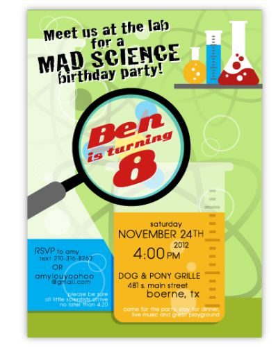 Mad Science Birthday Party Invitation