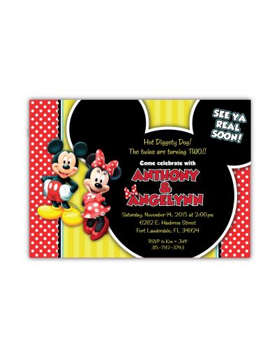Mickey & Minnie Mouse Birthday Invitation
