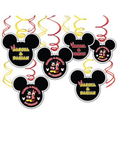 Mickey & Minnie Mouse Birthday Party Hanging Swirl Decorations