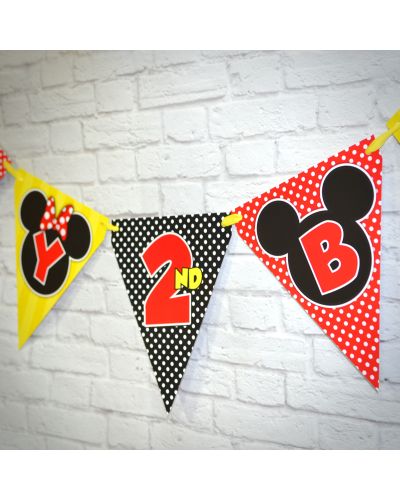Mickey & Minnie Mouse Happy Birthday Party Ribbon Banner