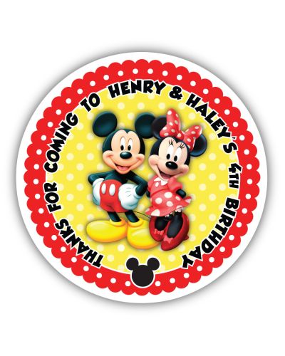 Mickey & Minnie Mouse Personalized 3.33" Glossy Stickers
