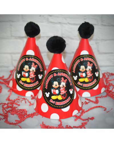 Mickey & Minnie Mouse Personalized Guest Party Hats