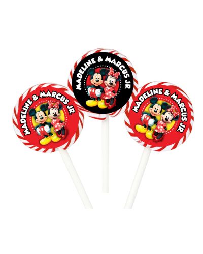 Mickey & Minnie Mouse Personalized Lollipop Favors