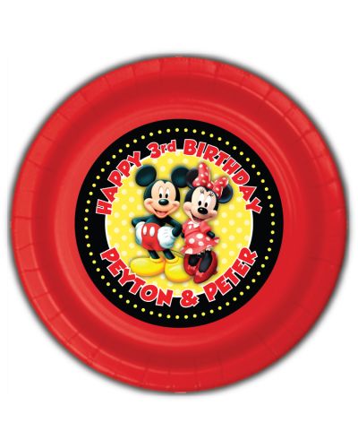 Mickey & Minnie Mouse Personalized Party Plates, 9 inch, 12 count