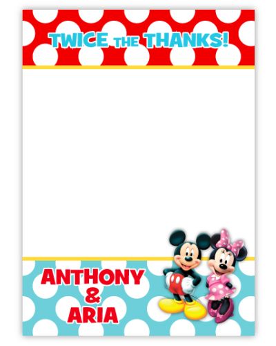 Mickey & Minnie Mouse Twins Thank You Note Card