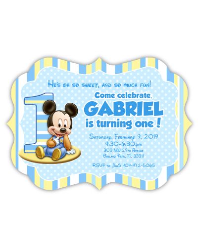 Mickey Mouse Baby's First Birthday Invitation