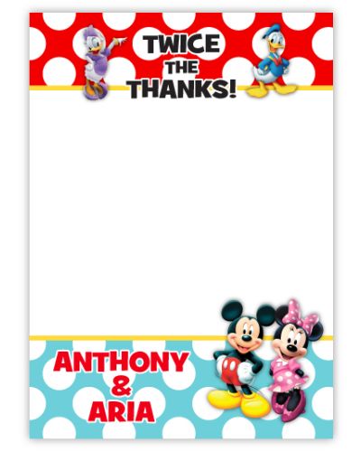 Mickey Mouse & Friends Twin Boys Thank You Note Card
