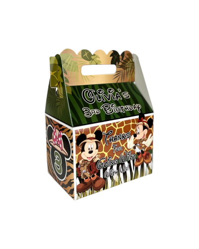 Mickey and Minnie Mouse Jungle African Safari Birthday Party Favor Box