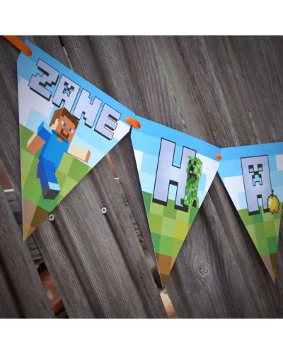 MineCraft Personalized Party Ribbon Banner