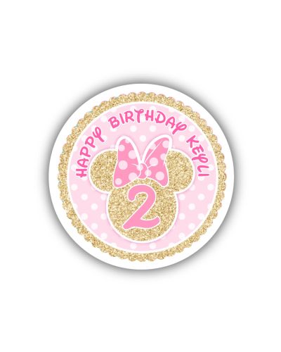 Minnie Gold Glitter Personalized 2.25" Glossy Stickers