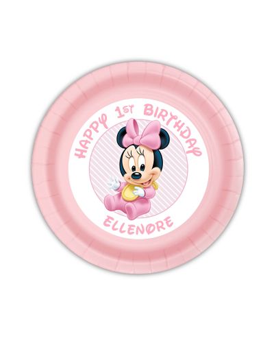 Baby Minnie Mouse First Birthday Party Plate
