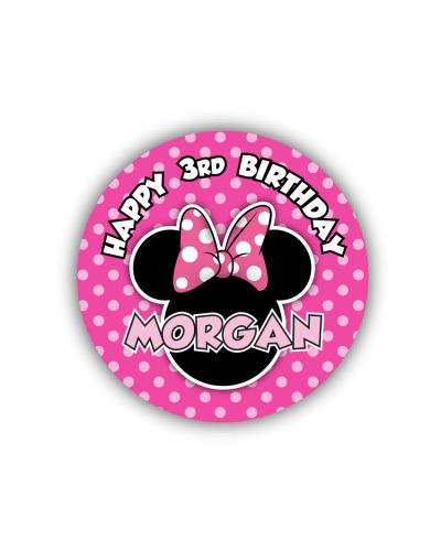 Minnie Mouse Pinky Dot Personalized 2.25" Glossy Stickers