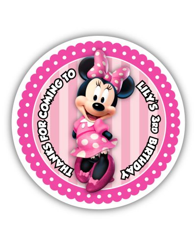 Minnie Mouse Pinky Dot Personalized 3.33" Glossy Stickers