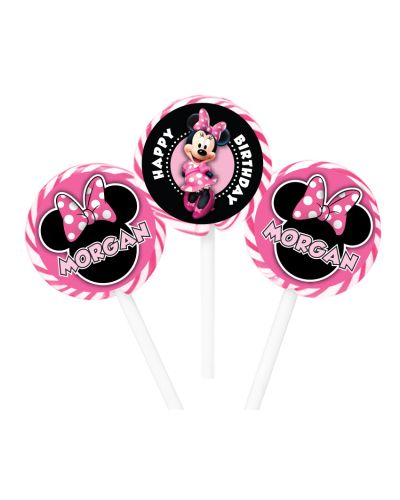 Minnie Mouse Pinky Dot Personalized Lollipop Favors