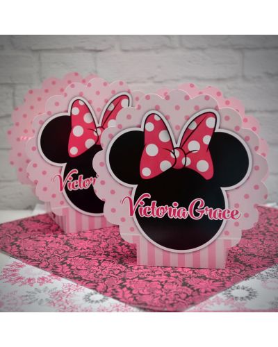 Minnie Mouse Pinky Dot Personalized Table Centerpiece Decorations, Set of 2