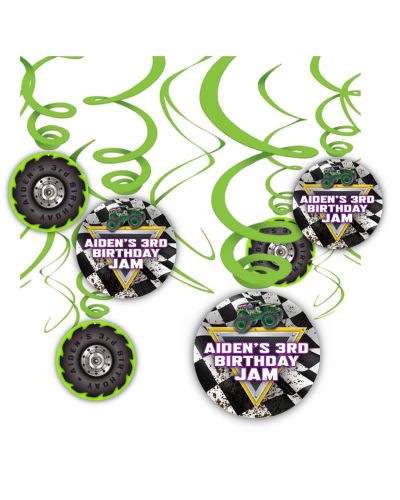 Monster Jam Grave Digger Monster Truck Birthday Party Hanging Swirl Decorations 