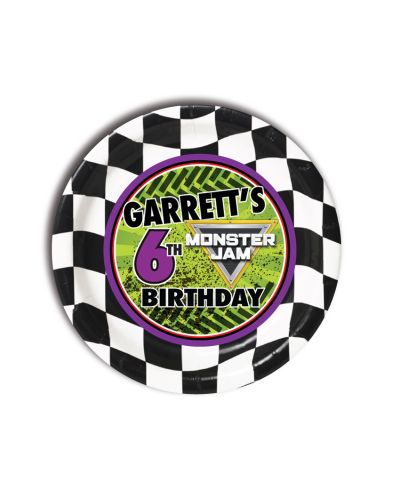 Monster Jam Grave Digger Monster Truck Personalized Party Plates, 7 inch, 12 count 
