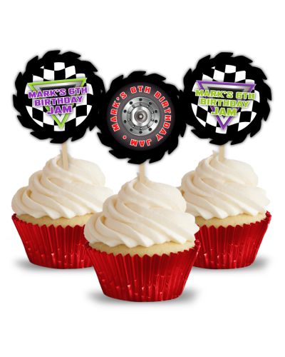 Monster Jam Grave Digger Monster Truck Party Personalized Cupcake Toppers