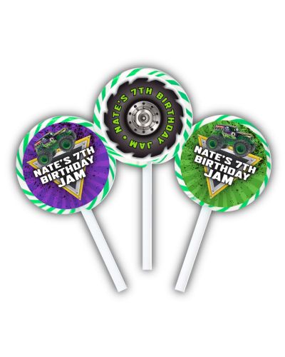 Monster Jam Grave Digger Monster Truck Party Personalized Lollipop Favors
