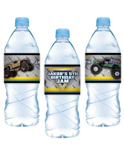 Monster Jam Party Water Bottle Label Stickers