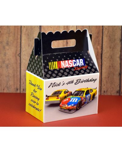 Nascar Race Car Party Yellow & Black Personalized Gable Box Party Favor