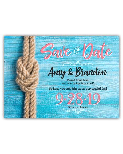 Nautical Rope Knot Engagement, Wedding Save the Date Invitation