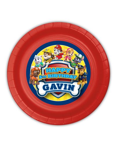 Paw Patrol Birthday Personalized Party Plates, 9 inch, 12 count