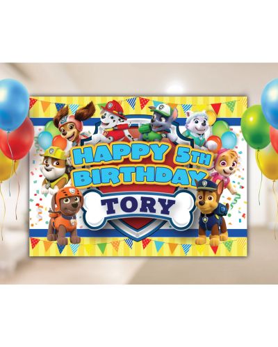 Paw Patrol Birthday Party Backdrop Banner Cake Table Personalized Party Decoration