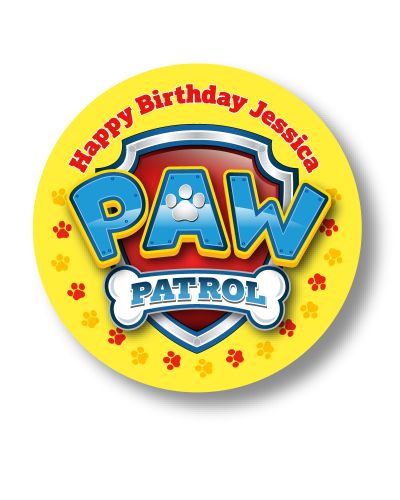 Paw Patrol Birthday Party Personalized 2.25" Glossy Stickers