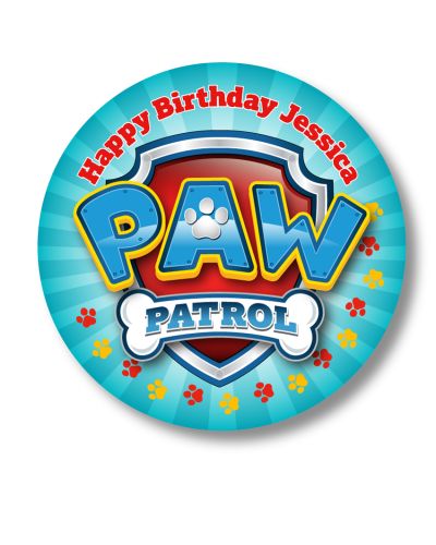 Paw Patrol Birthday Party Personalized 3" Glossy Stickers