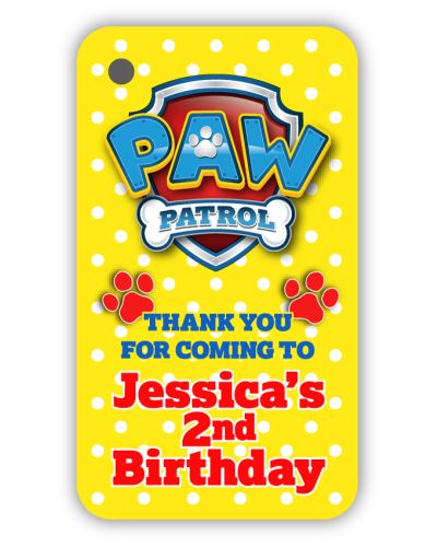 Paw Patrol Birthday Party Personalized Favor Bag Tags, 16 count