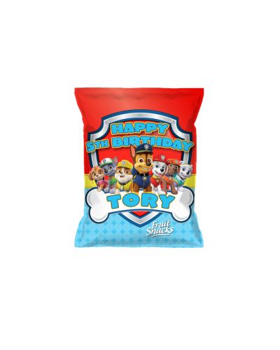 Paw Patrol Birthday Party Personalized Fruit Snacks Pouches, 12 count