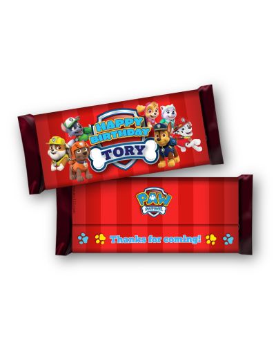 Paw Patrol birthday Hershey bar chocolate candy wrap, birthday Hershey bar wrapper