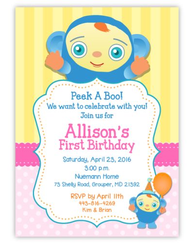 Peek-A-Boo Birthday Party Invitation For Girls