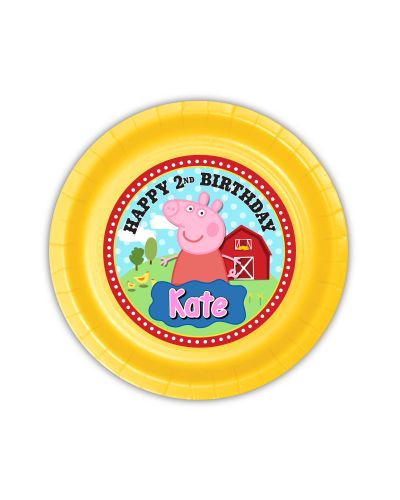 Peppa Pig Barnyard Farm Fun Personalized Party Plate, 7 inch, 12 count