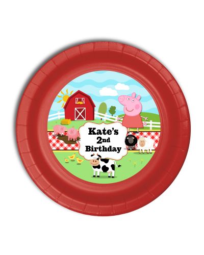 Peppa Pig Barnyard Farm Fun Personalized Party Plates, 9inch, 12 count