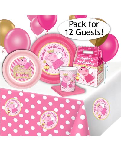Peppa Pig Princess Pink and Gold Personalized Party Pack