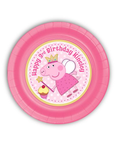 Peppa Pig Fairy Princess Personalized Party Plates, 9inch, 12 count