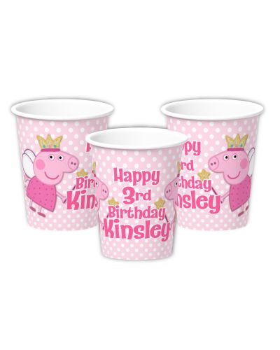 Peppa Pig Fairy Princess Personalized Party Cups, 12 count