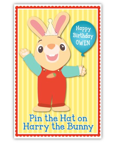 Pin the Party Hat on Harry the Bunny Party Game