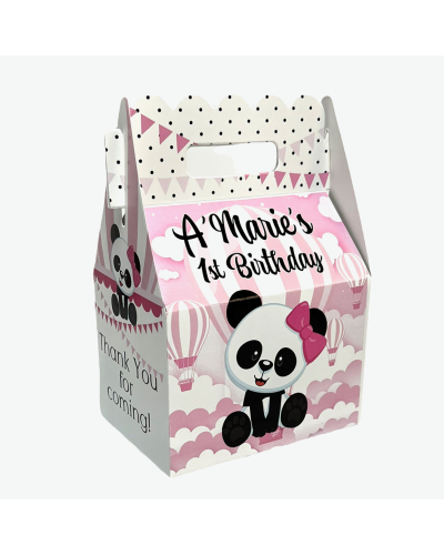 Pink Panda Hot Air Balloon Birthday Party Favor Gable Box