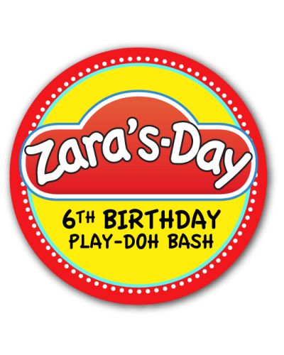 Play-Doh Birthday Party Personalized 2.25" Glossy Stickers
