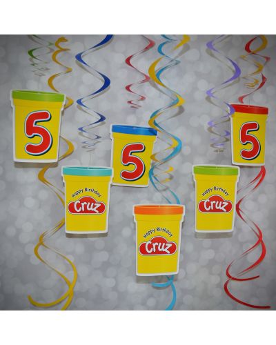 Play-Doh Personalized Birthday Party Hanging Swirl Decorations 