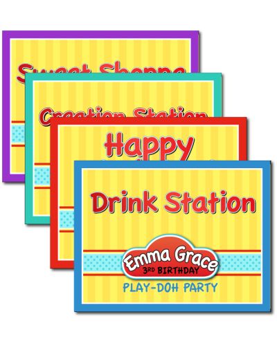 Play-Doh Small Personalized Party Signs, 4 pack